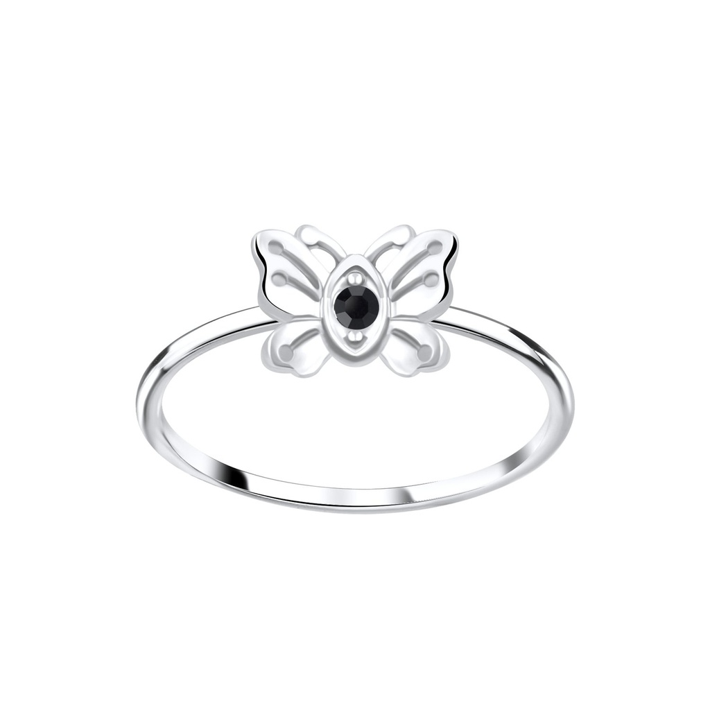 Bague papillon en argent cristal
