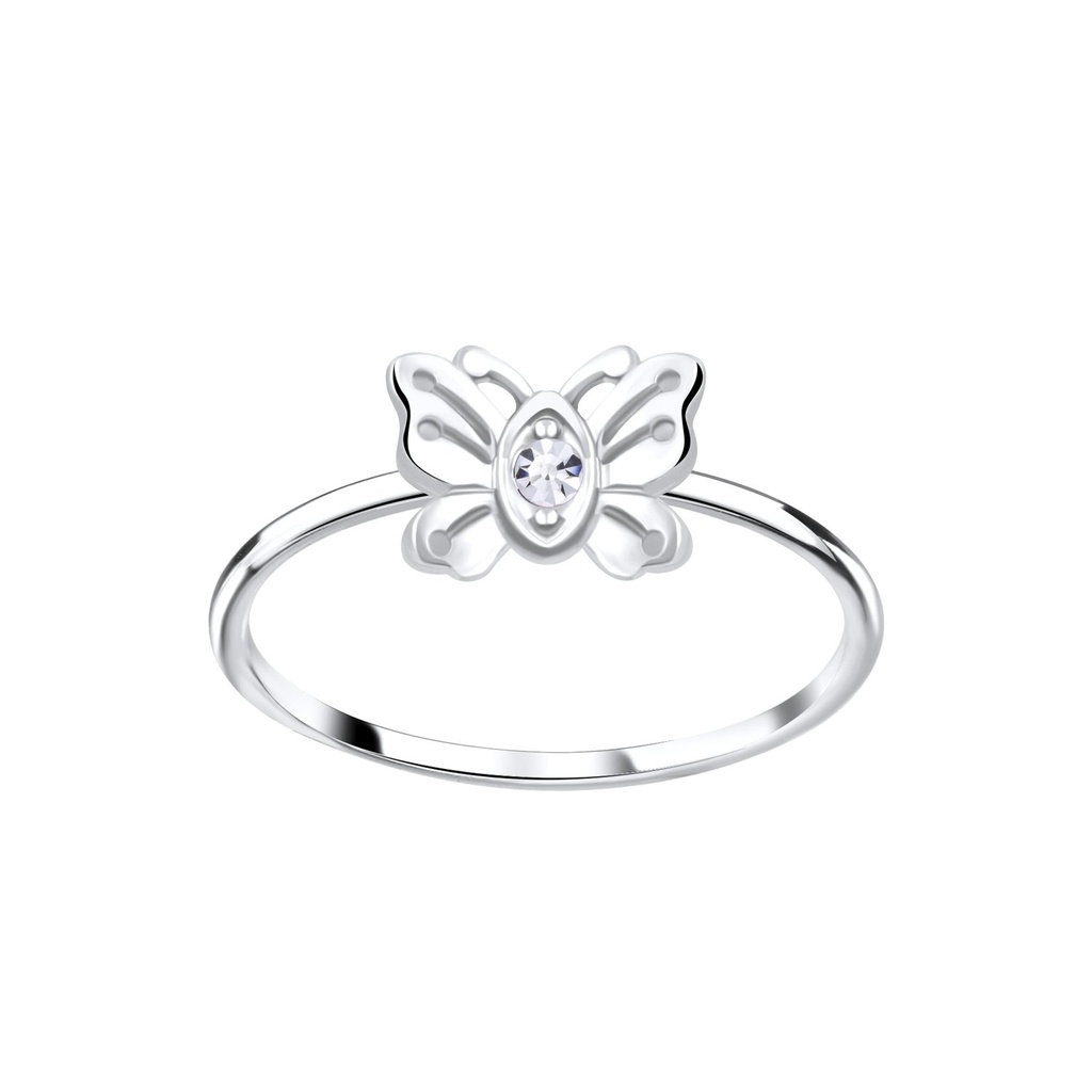 Bague papillon en argent cristal