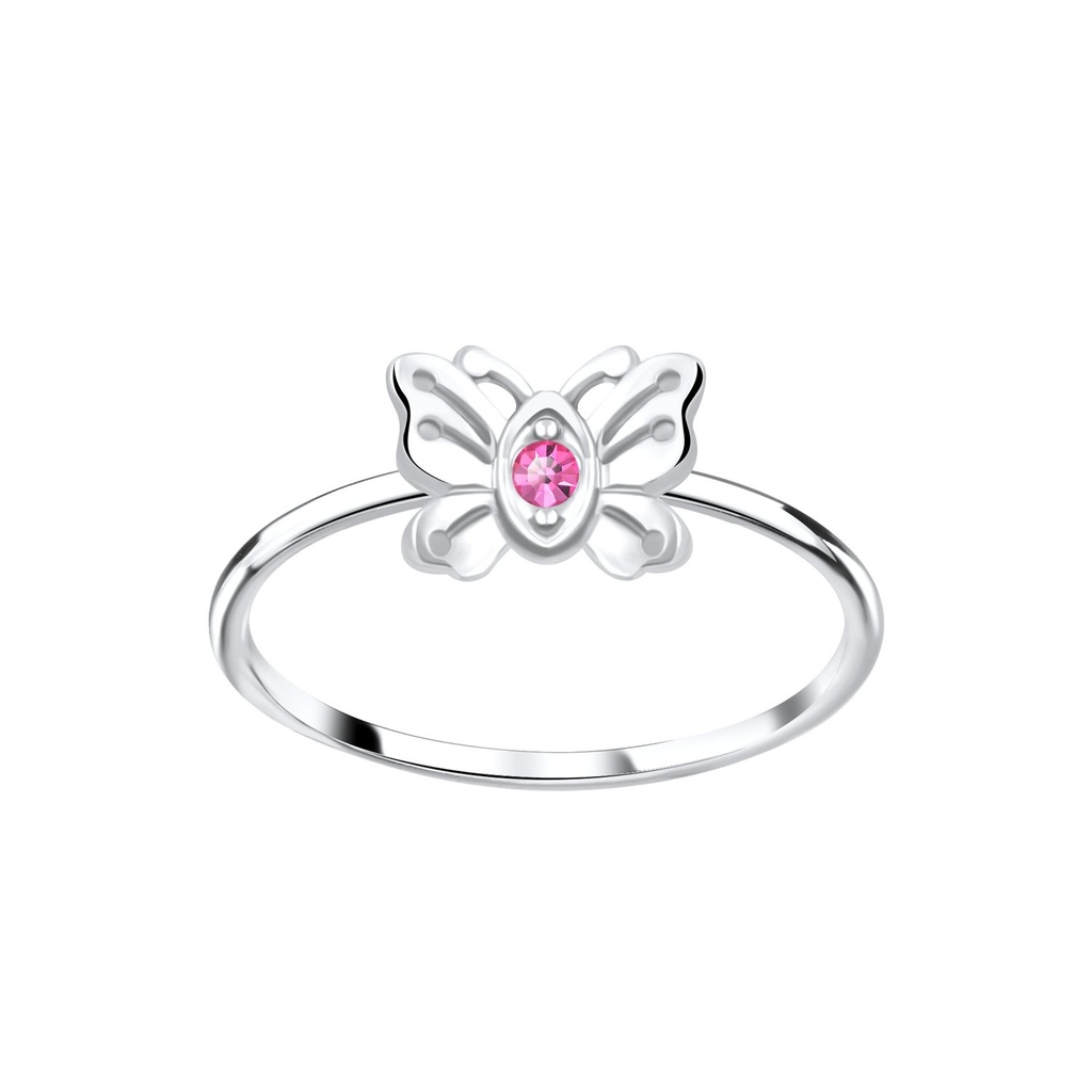 Bague papillon en argent cristal