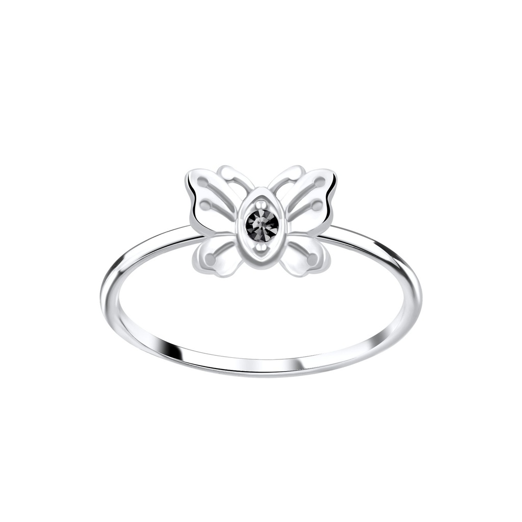 Silver Butterfly Crystal Ring