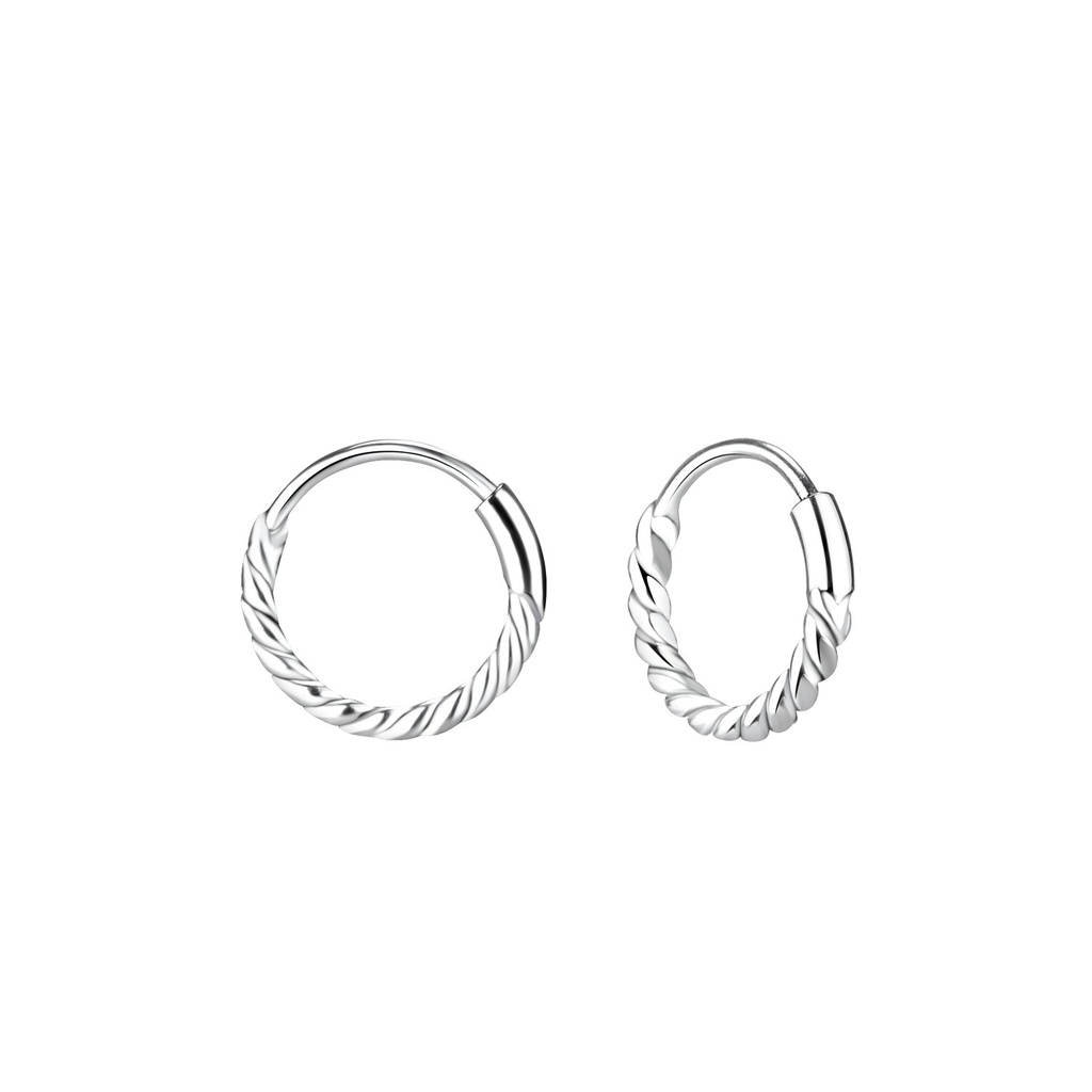 [10012095] 10mm Silver Bali Hoop Earrings