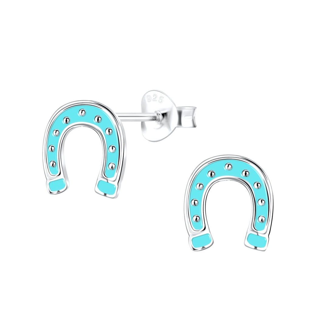 [10012629] Silver Horseshoe Stud Earrings