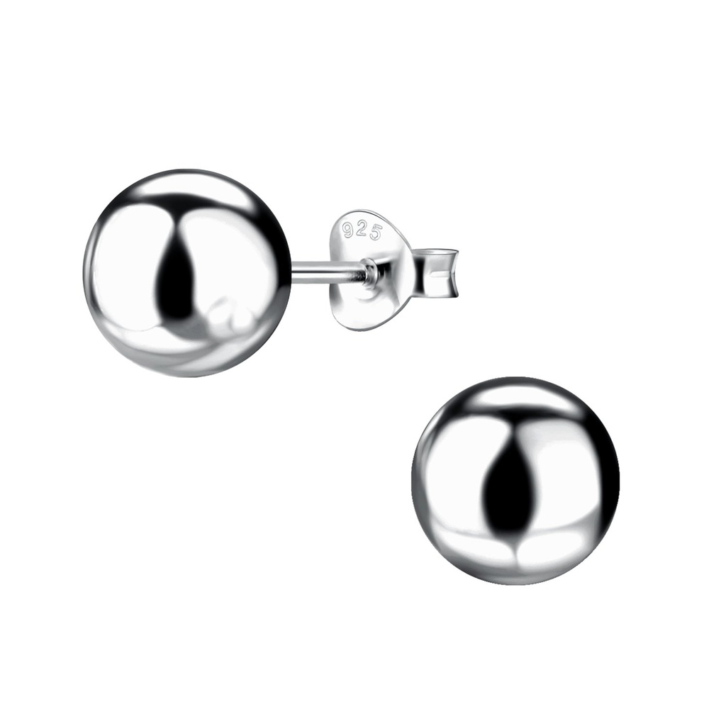 [10013850] 8mm Silver Ball Stud Earrings