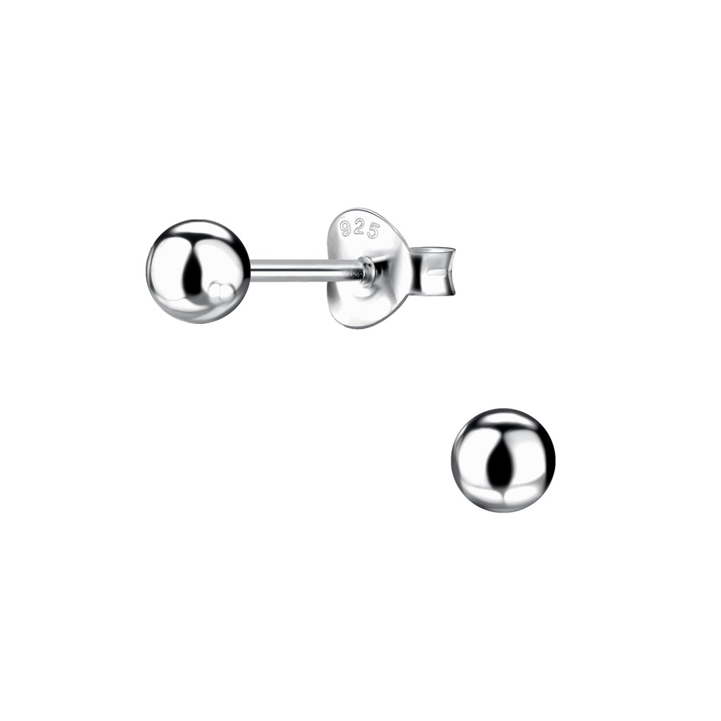 Puces d'oreilles boule en argent 4 mm