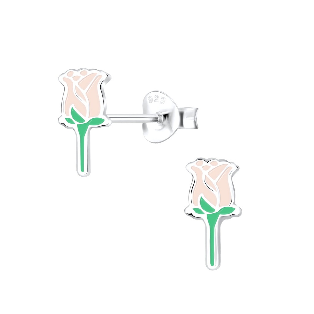 Puces d'oreilles rose en argent