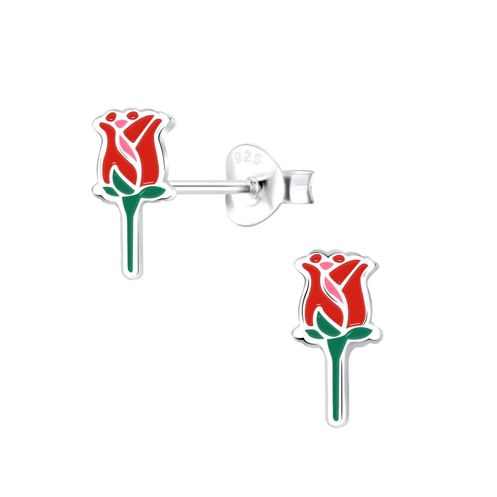 Puces d'oreilles rose en argent