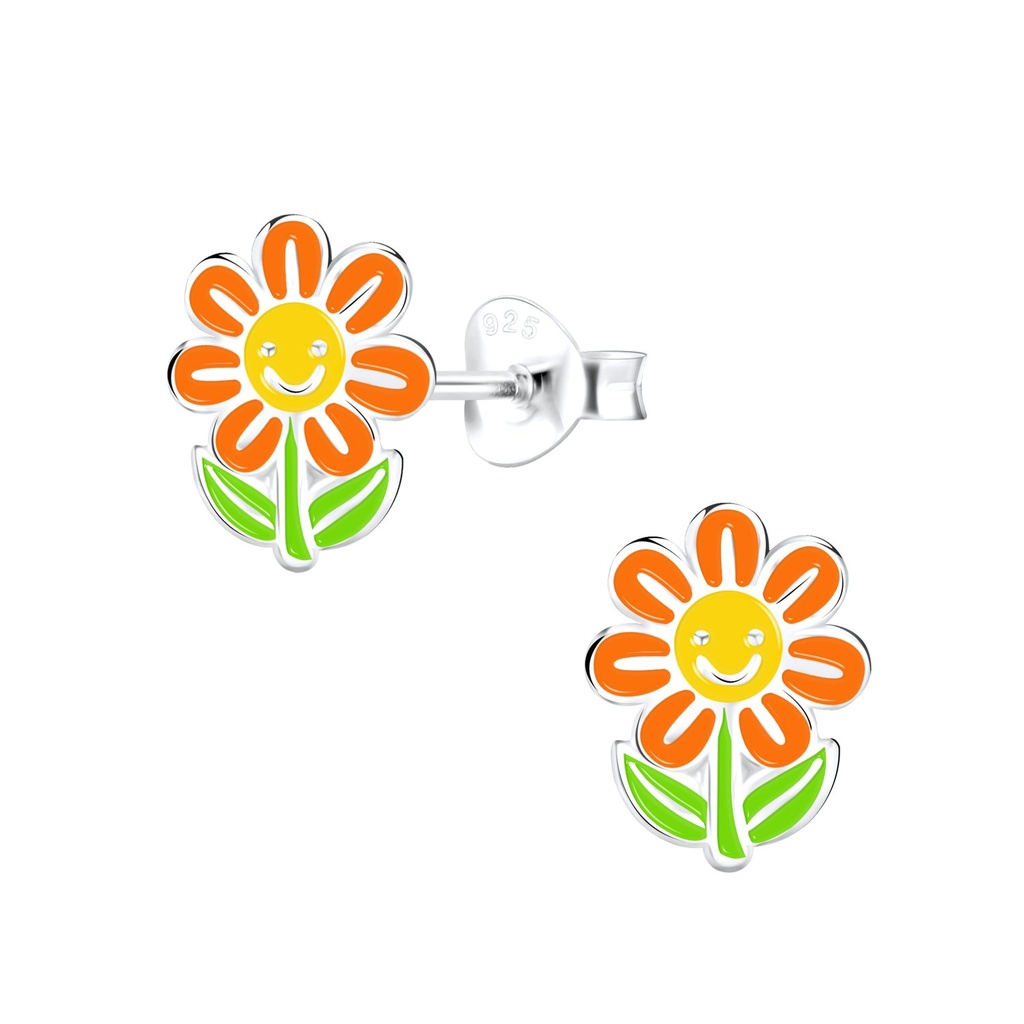 Puces d'oreilles fleur en argent