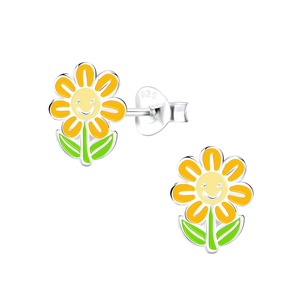 Puces d'oreilles fleur en argent