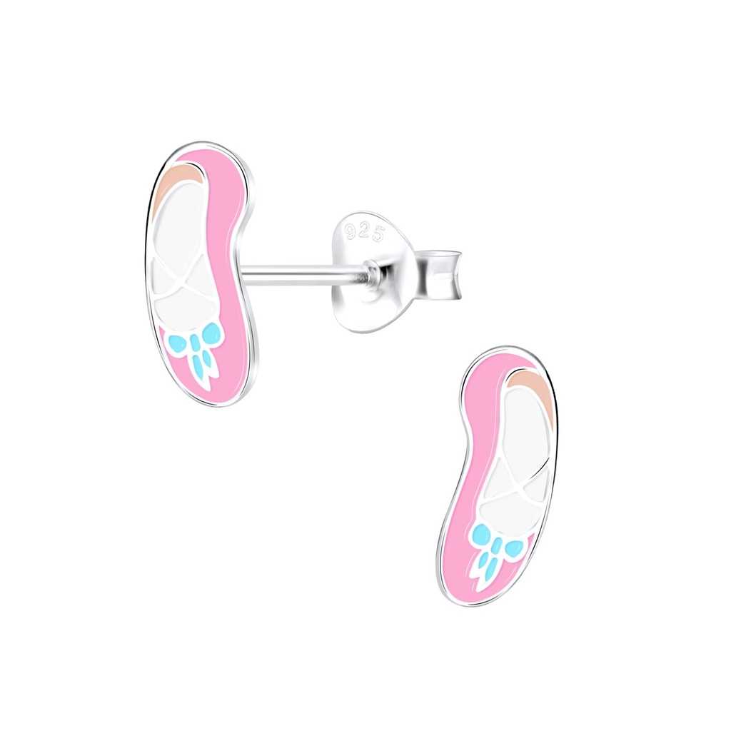 Silver Ballerina Shoe Stud Earrings