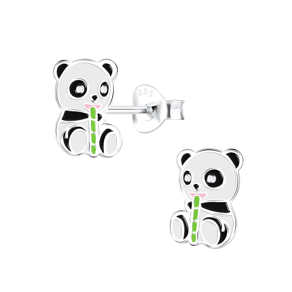 Puces d'oreilles panda en argent