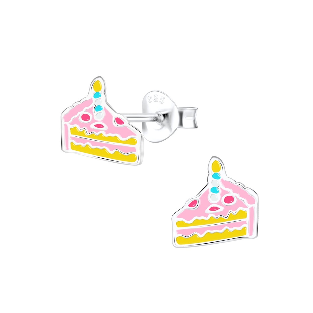 Silver Cake Stud Earrings