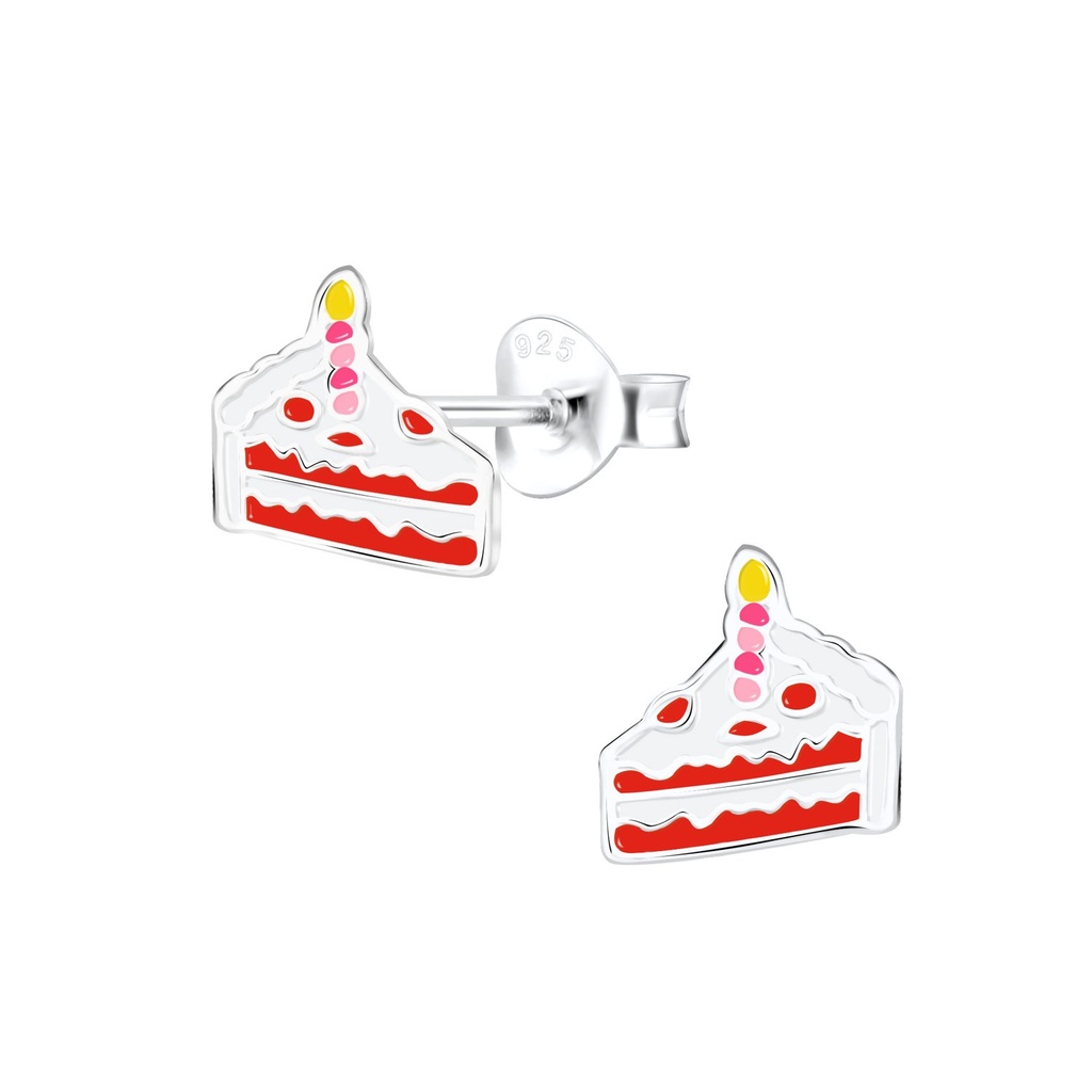 Silver Cake Stud Earrings