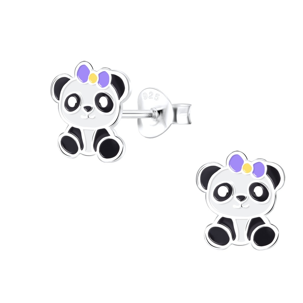 Puces d'oreilles panda en argent