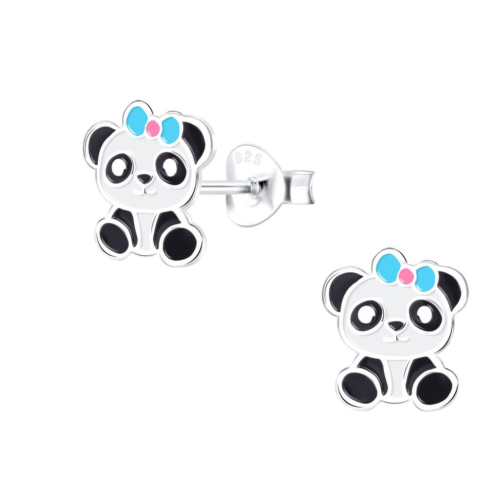 Silver Panda Stud Earrings