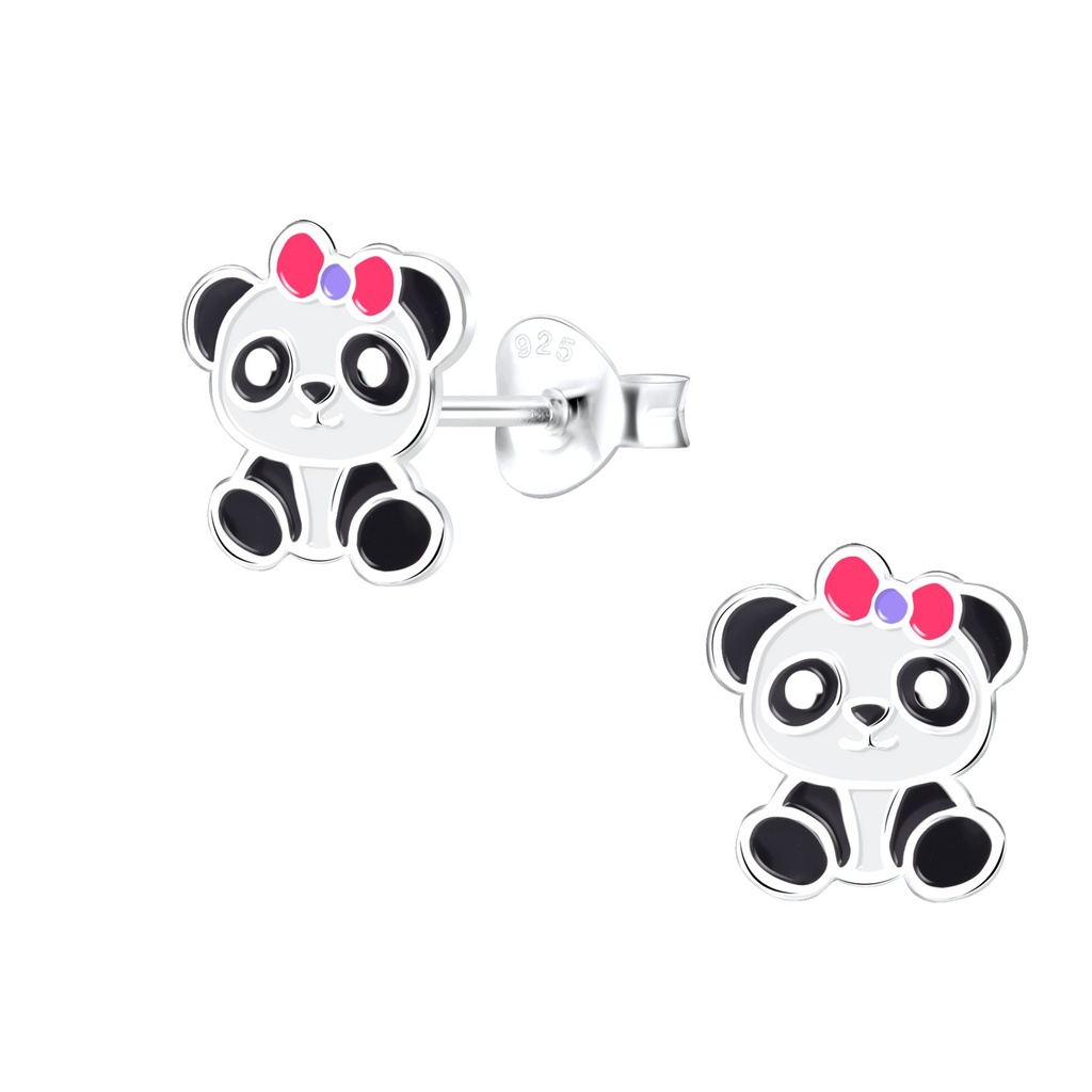 Silver Panda Stud Earrings