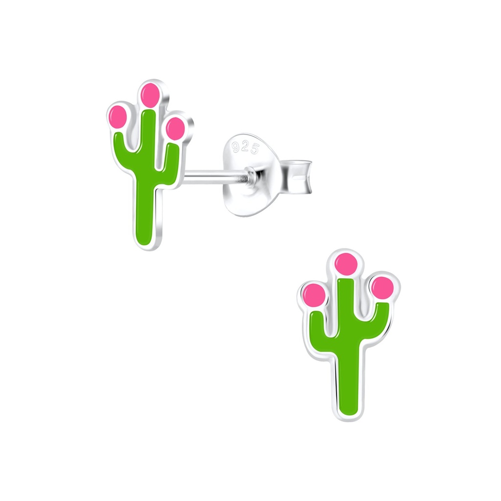 Puces d'oreilles cactus en argent