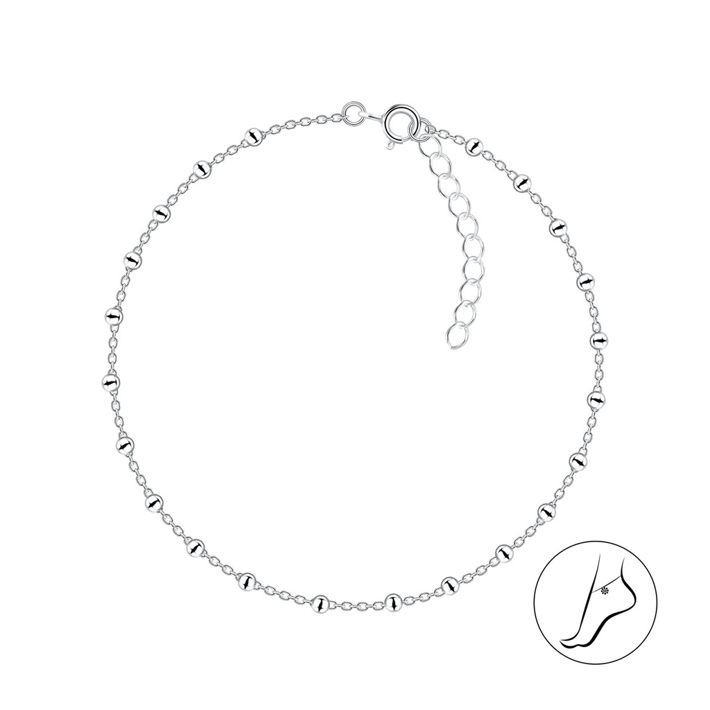 [10013264] Chaîne de cheville satellite en argent 24 cm avec rallonge
