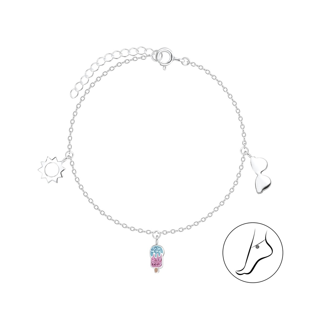[10011326] Chaîne de cheville fête en argent
