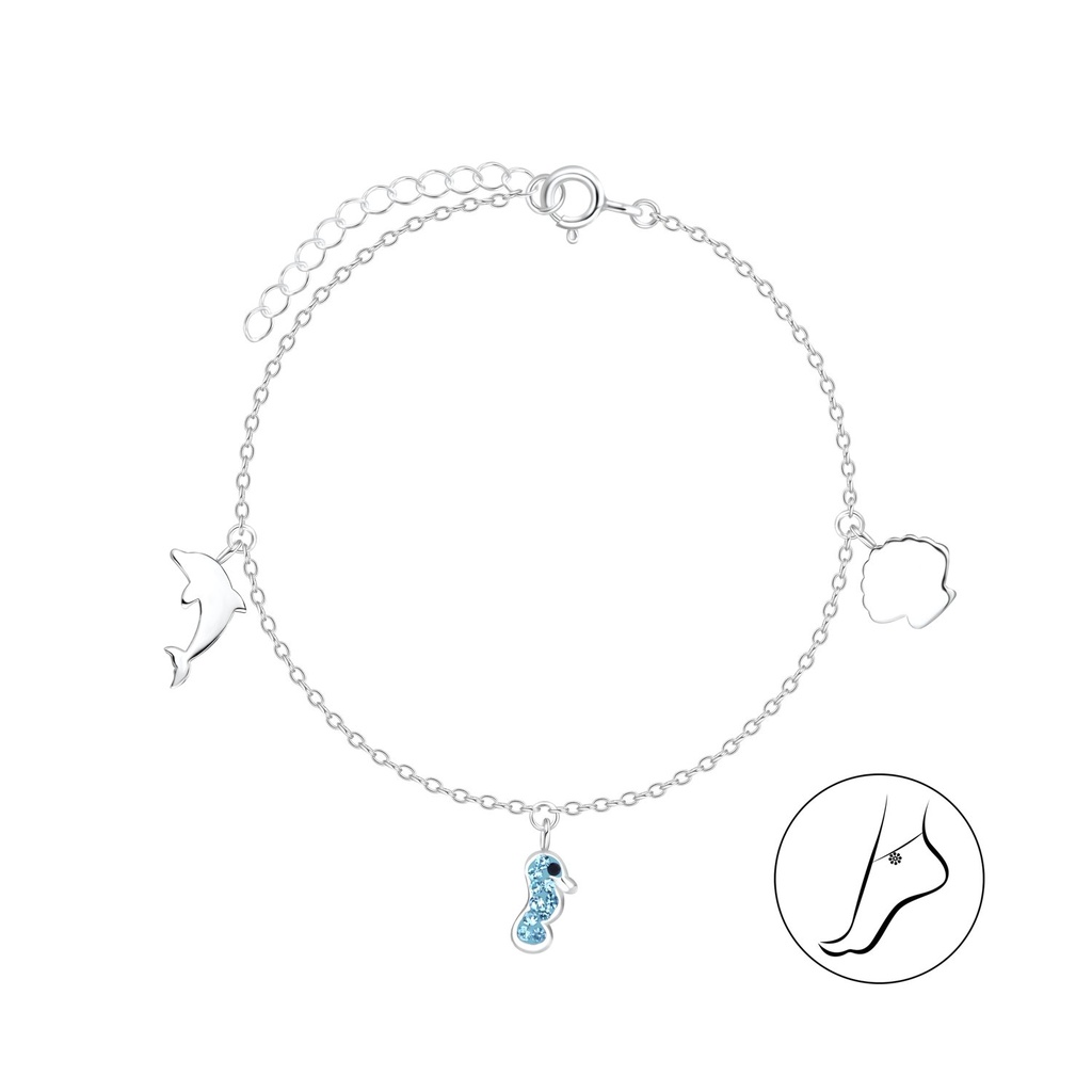 Chaîne de cheville vie marine en argent