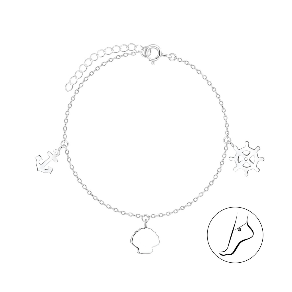 [10011318] Silver Ocean Anklet