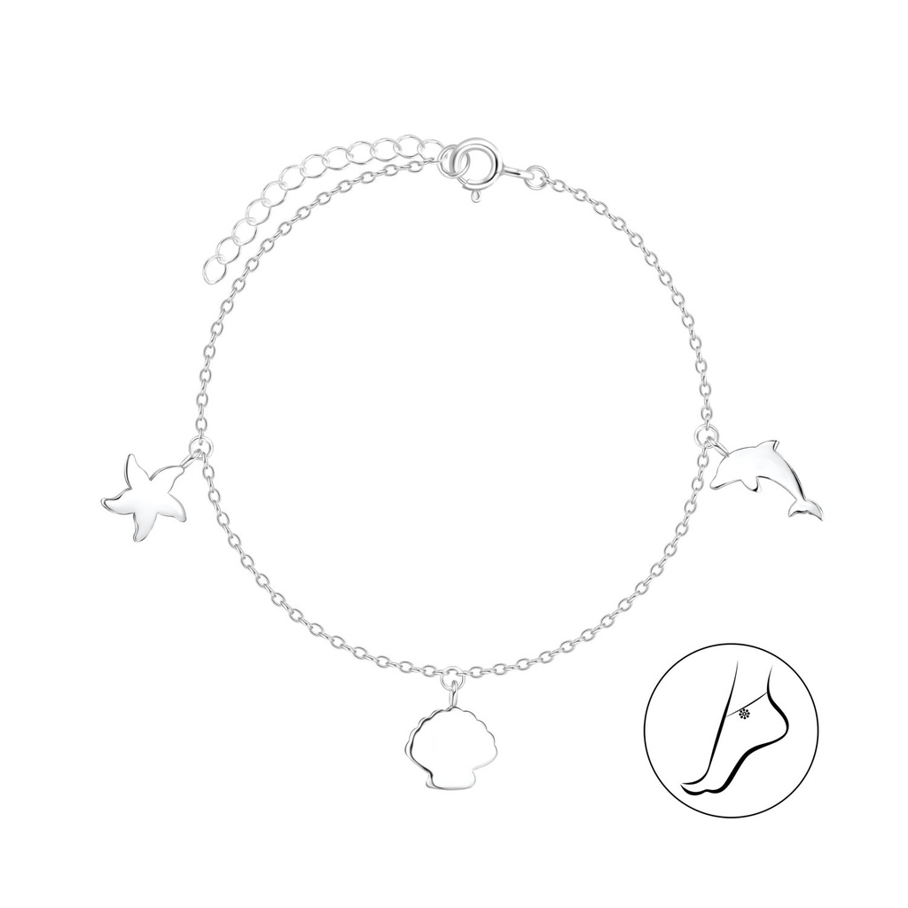 [10011320] Chaîne de cheville vie marine en argent
