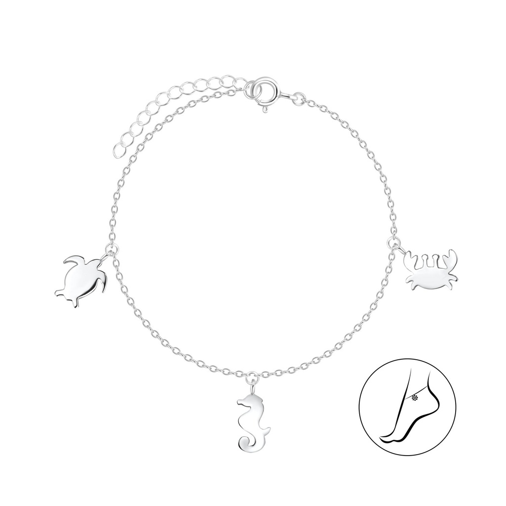 Silver Ocean Life Anklet