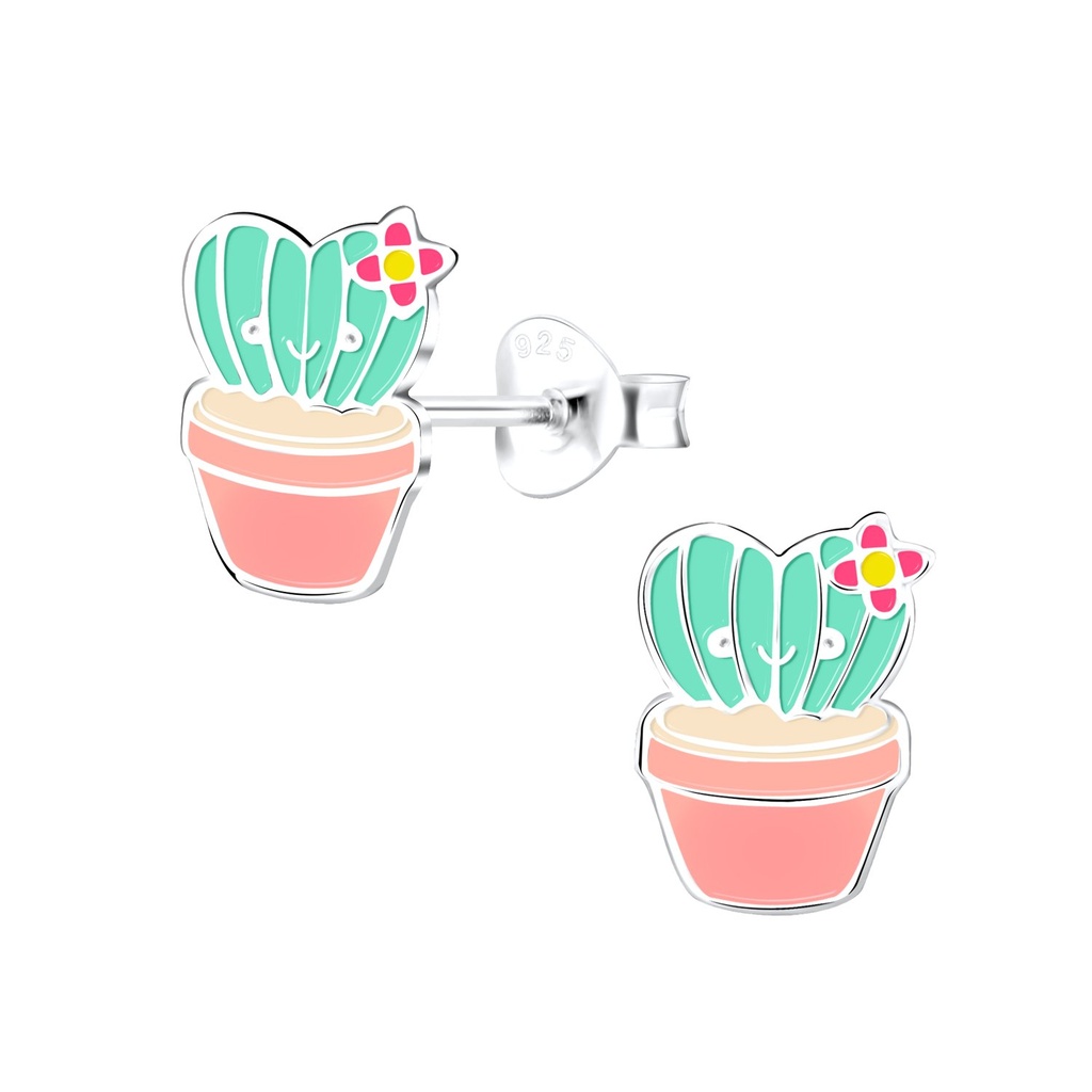 Puces d'oreilles cactus en argent