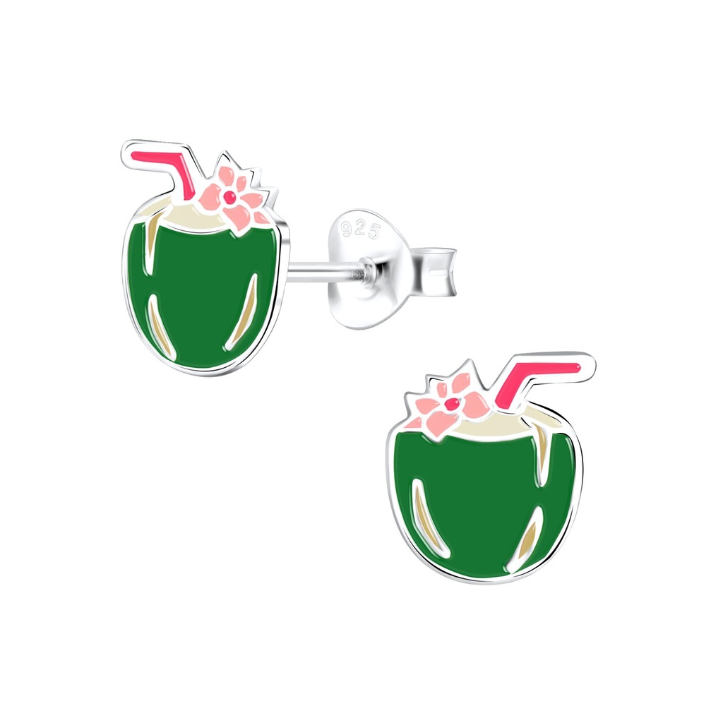 Puces d'oreilles noix de coco en argent