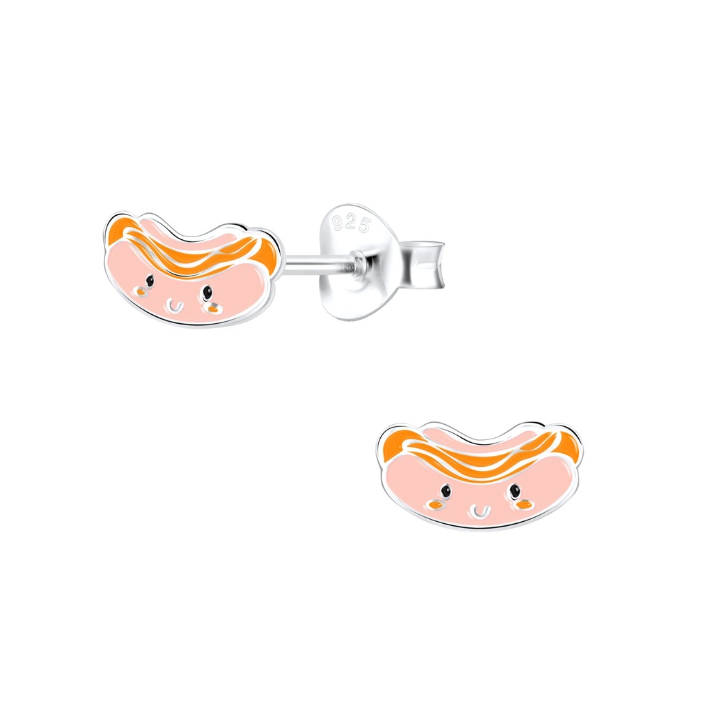 Puces d'oreilles hot-dog en argent