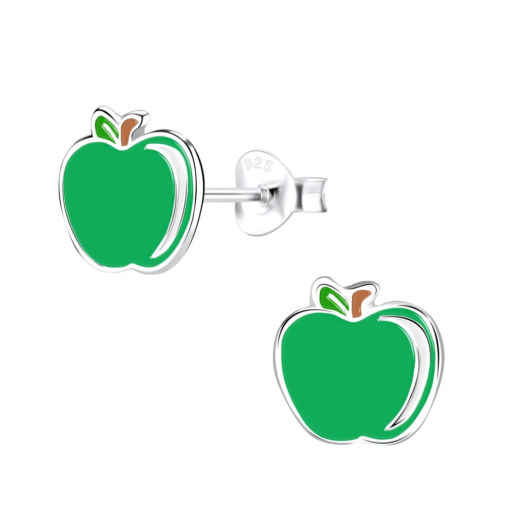 Puces d'oreilles pomme en argent