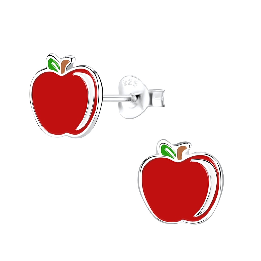 Silver Apple Stud Earrings