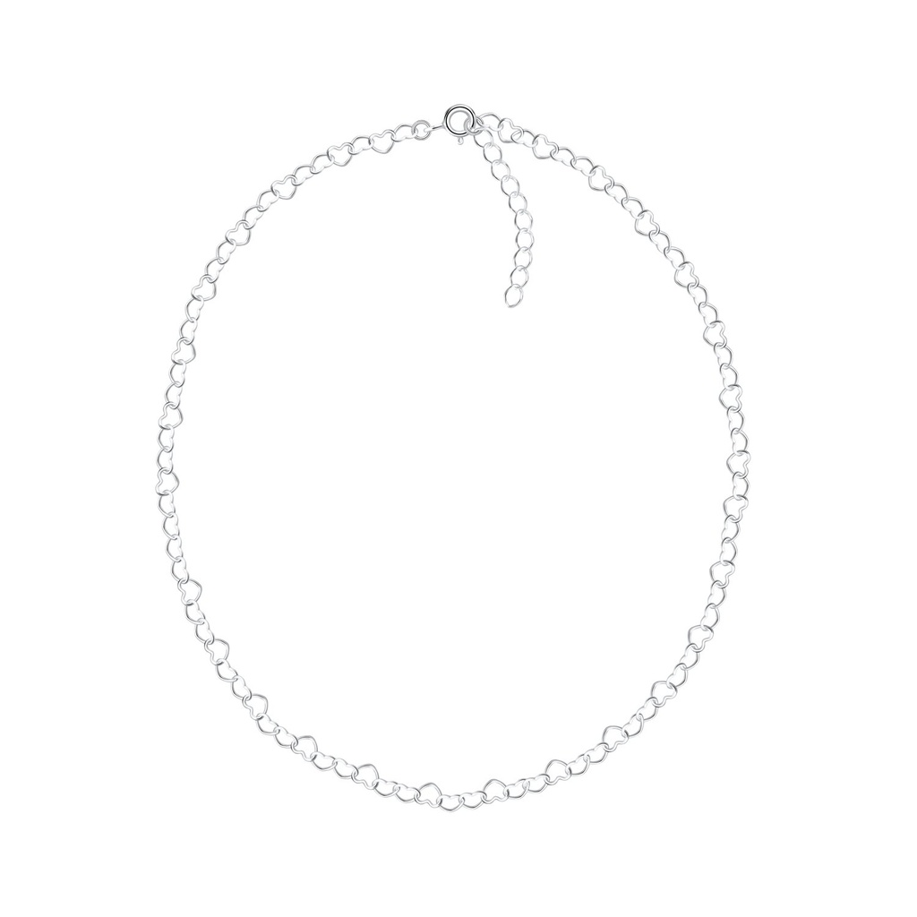 Collier ras-de-cou cœur en argent 40 cm avec rallonge