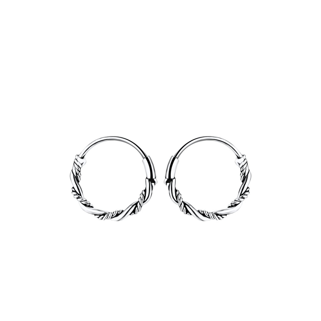 10mm Silver Bali Hoop Earrings