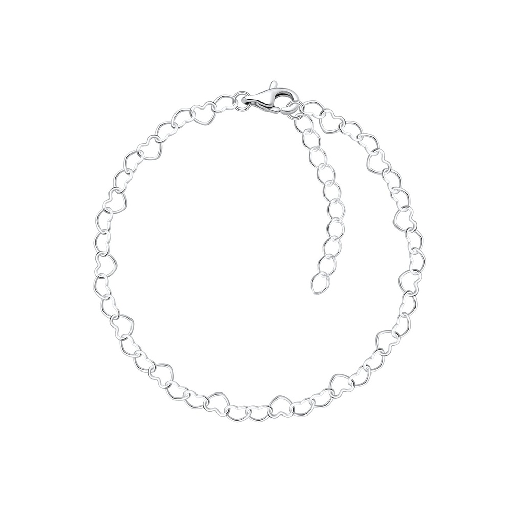 Bracelet cœur en argent 18 cm
