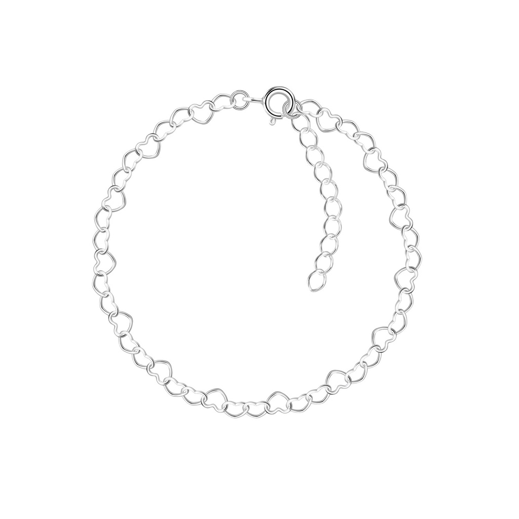 18cm Silver Heart Bracelet