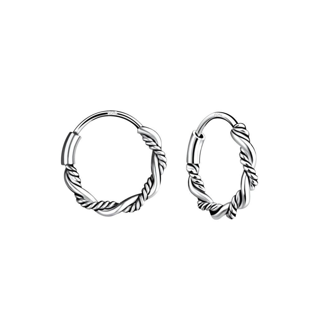 10mm Silver Bali Hoop Earrings