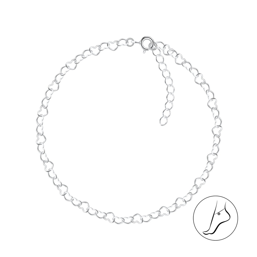 [10013265] 24cm Silver Heart Anklet