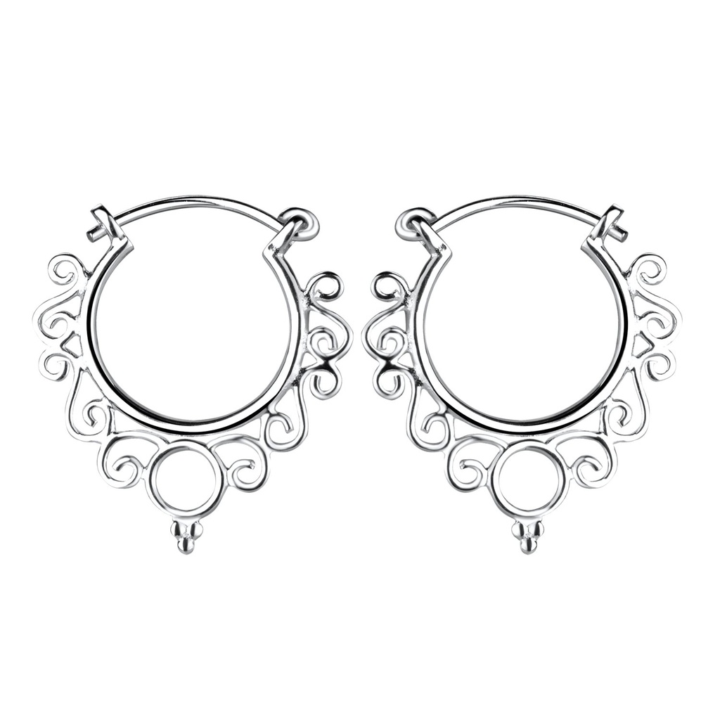 [10012080] 15mm Silver Bali Hoop Earrings