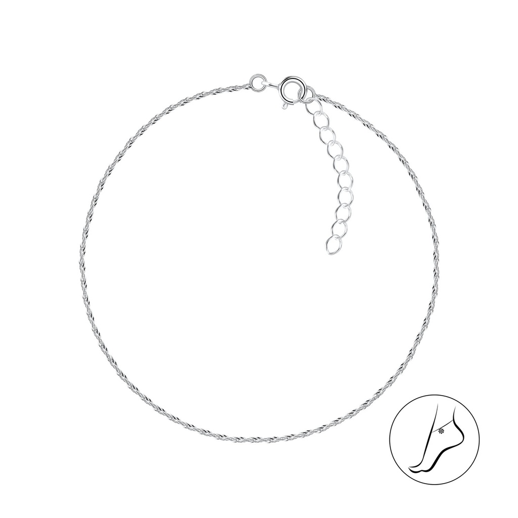 25cm Silver Singapore Chain Anklet With Extension