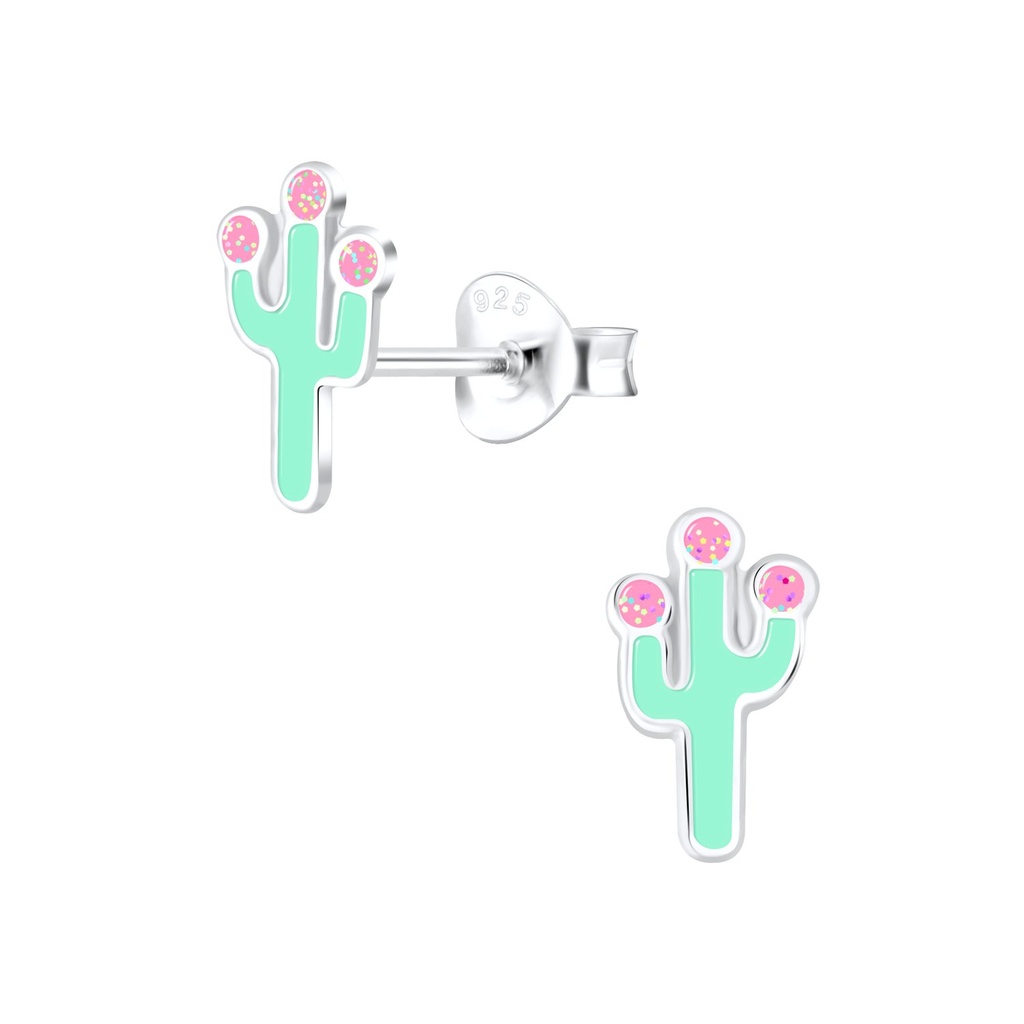 Silver Cactus Stud Earrings