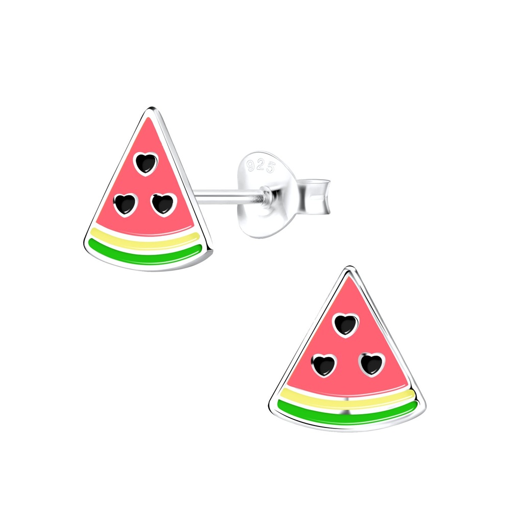 Silver Watermelon Stud Earrings