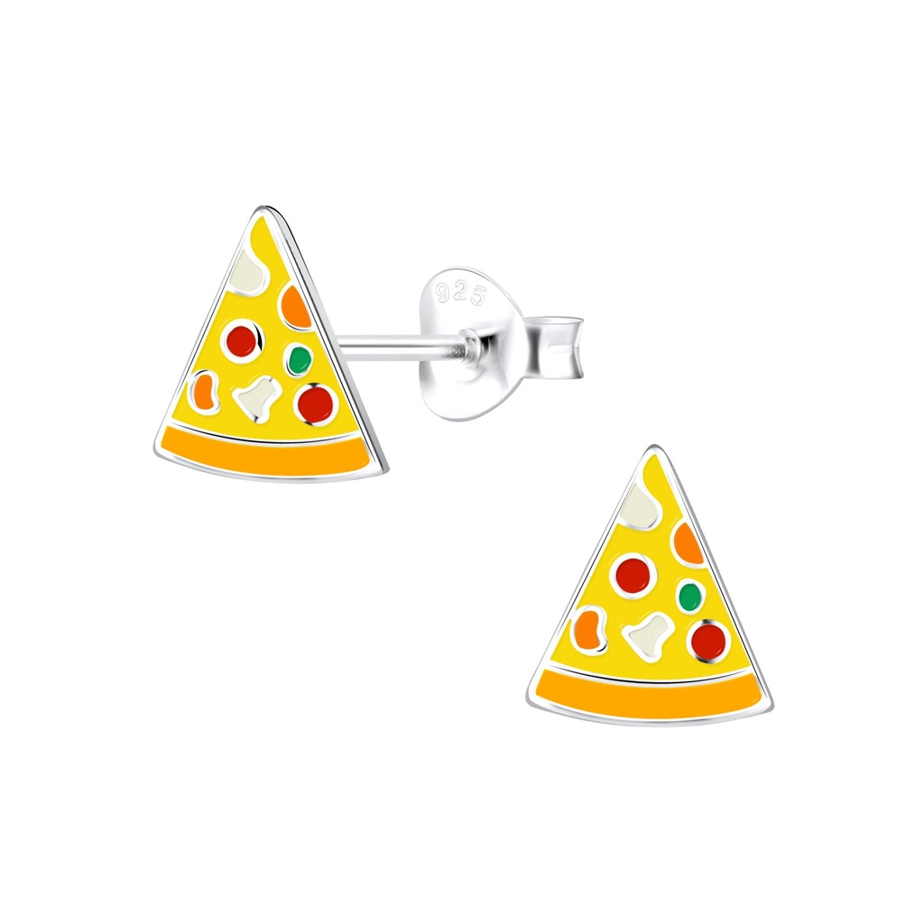 Puces d'oreilles pizza en argent