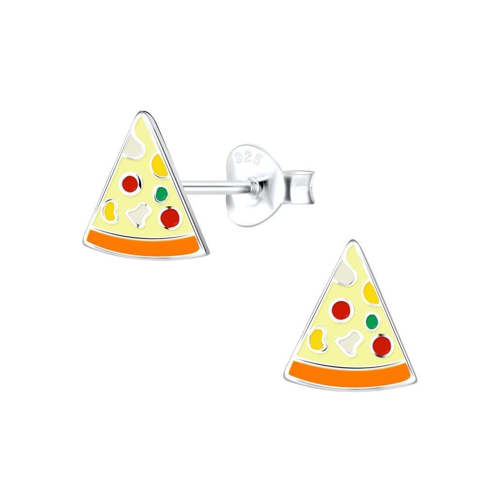 Puces d'oreilles pizza en argent