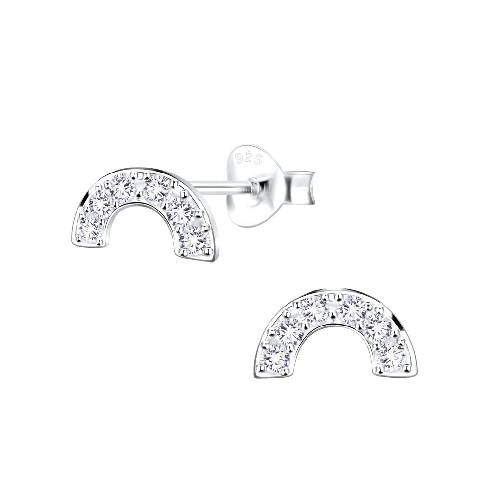Silver Rainbow Cubic Zirconia Stud Earrings