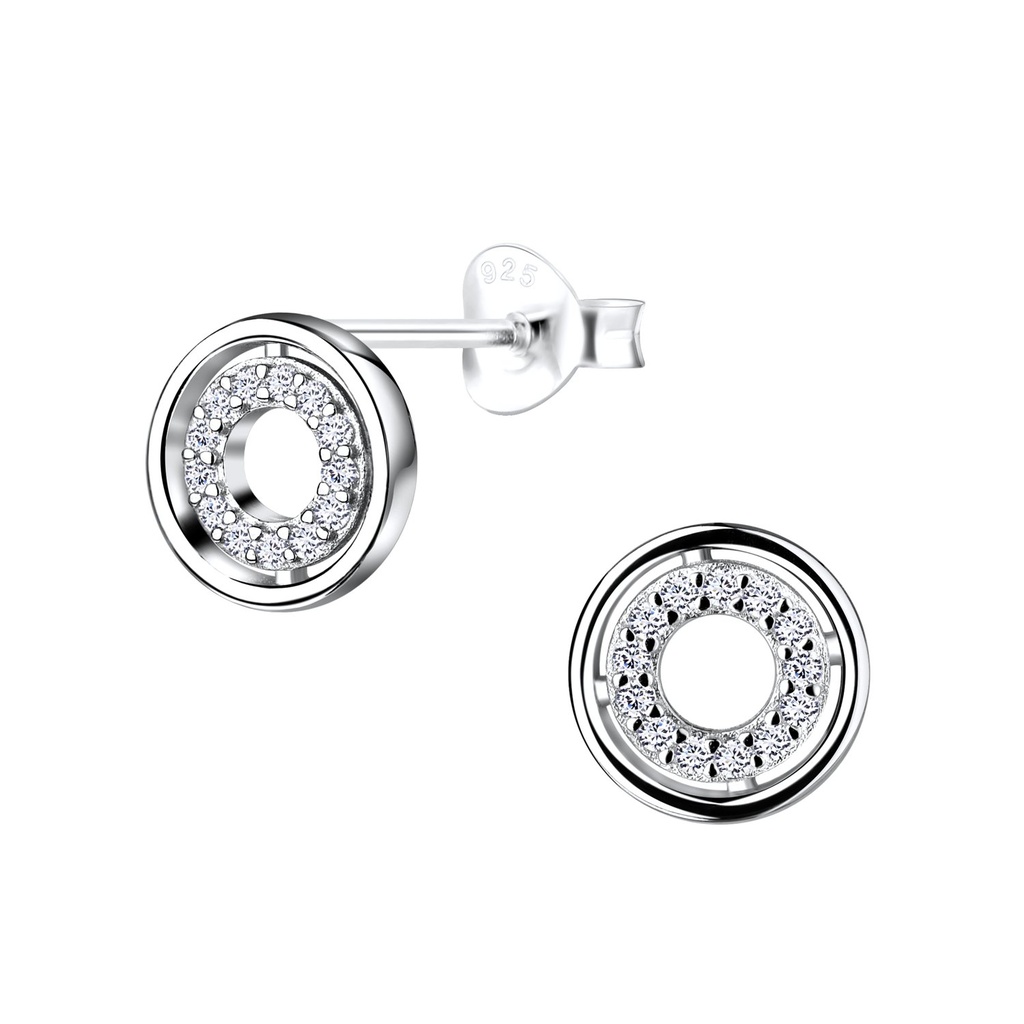 Silver Circle Stud Earrings