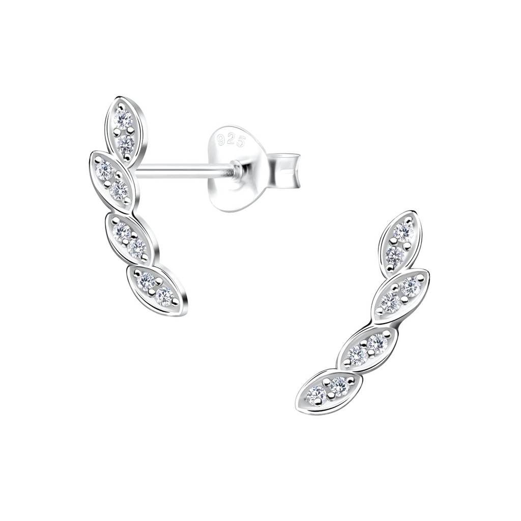 Silver Leaf Stud Earrings