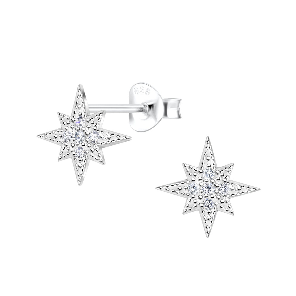 Silver Starburst Stud Earrings