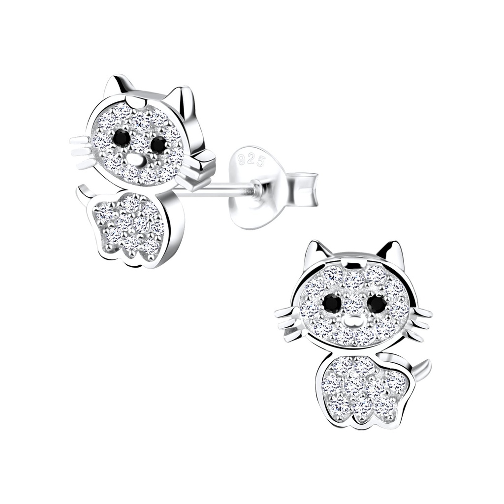 Puces d'oreilles chat en argent