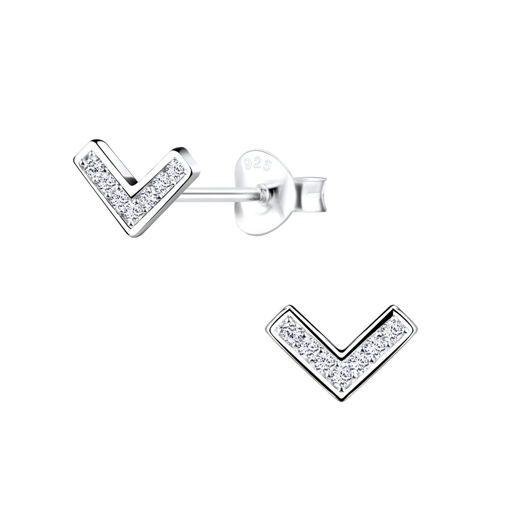 [10013727] Puces d'oreilles chevron en argent