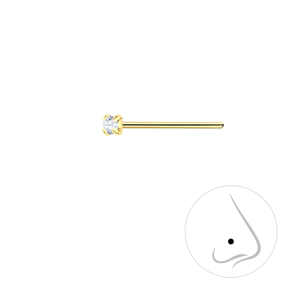 Clou de nez en argent cristal rond 1.5 mm